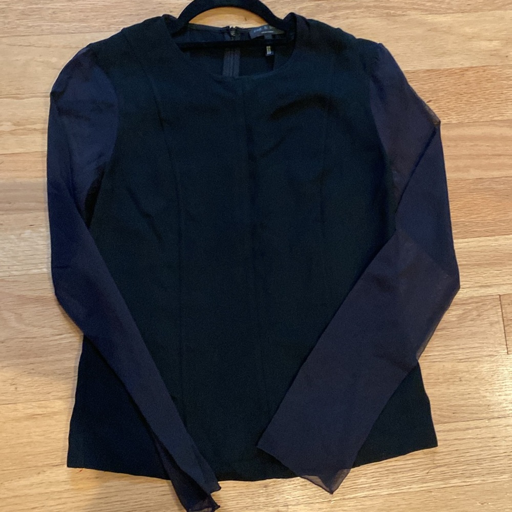 Rag & Bone Black tailored long sleeve blouse with silk sleeves size XXS